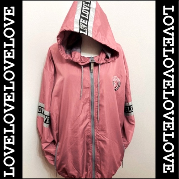 EUC Thrill 94 Pink+Black+Reflective Gray Lightweight Hooded WindbreakerJacket 3X - Picture 14 of 14